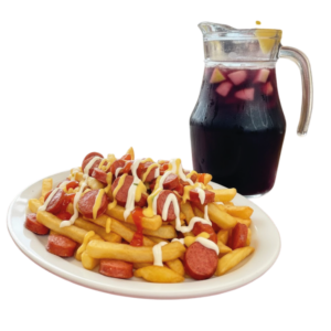 Salchipapa con Chicha